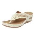 thumbnail image 1 of Women's Platform Wedge Sandals Slip On Comfortable Flip Flops with Arch Support Lightweight Non Slip ClipToe Sandals White Size 8, 1 of 8