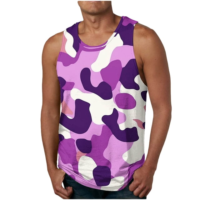 Weiqiqre Débardeurs Col en V Hommes Drôle Été Débardeurs Col en V Sans Manches T-Shirts Graphiques Col Rond