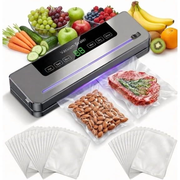 Vacuum Sealer, Food Storage Vacuum Sealer, Vacuum Sealer Machine with Built-In Cutter,Dry & Moist Modes,One-Touch Operation,30 Bags Included, Keep Meat Veggies Fresh Longer, Perfect for Meal Prep