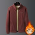 thumbnail image 4 of Tawop Men's Jacket Thick Stand Collar Long Sleeve Fleece Hoodless Casual Winter Mens Fall Jackets,Wine,L, 4 of 9