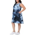 thumbnail image 4 of Agnes Orinda Women's Plus Size Summer Dress Crew Neck Sleeveless Beach Midi Sundress with Pockets 4X Black Grey, 4 of 5