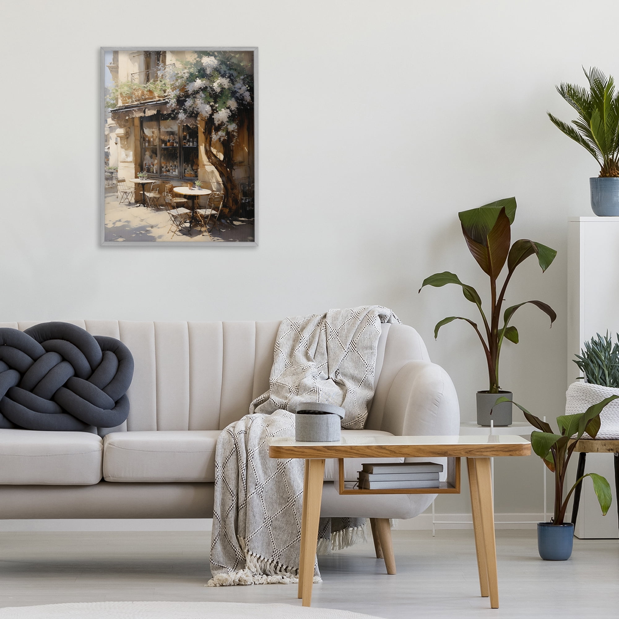 Stupell Industries Sunlit French Cafe Terrace Gray Framed Giclee Art, design by Creative Studio