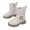 White, variant on Girls Ankle Boots with Ankle Strap Buckle, Kids Short Mid-Calf Boot Side Zipper Combat Boots Indoor Outdoor Casual School Shoes Cowgirl Cowboy Western Booties Winter Waterproof Horse Riding Shoes
