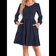 thumbnail image 3 of Vestido de Mujer con Mangas Largas Tipo Farol, Cuello Redondo, Falda Evasé, Moda de Otoño Azul Oscuro XL, 3 of 7
