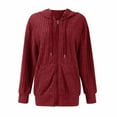 thumbnail image 3 of Kixjoy Wine Hoodies for Women Full Zip Plus Size Long Sleeve Hoodie Lightweight Winter Hooded Sweatshirts Fashion Soild Loose Fit Sweaters for Women with Pockets, Wine M, 3 of 6