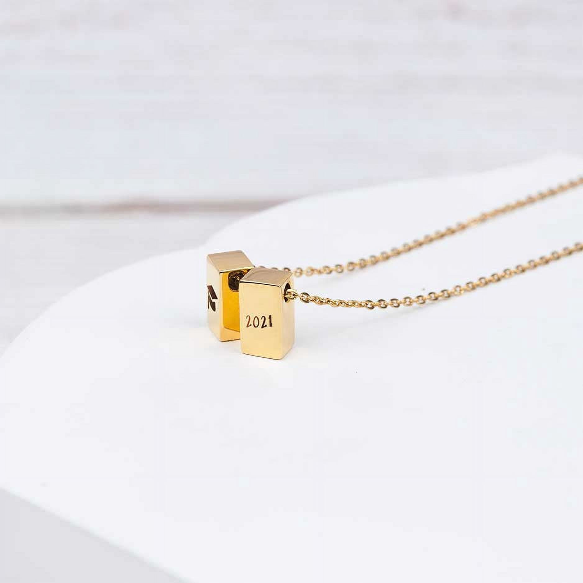 Anavia Graduation Gift for Her - Congratulations 2021 Graduation Gifts for Daughter - College | High School Graduation Gift for Friend -Stainless Steel Cube Necklace Graduation Gifts