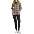 thumbnail image 2 of Plaid Blouse for Women Casual Lapel Collar Button Long Sleeve Shirt Top XS Brown, 2 of 6