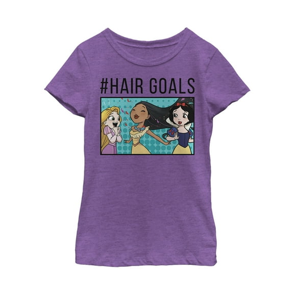 Disney Princesses Girls' #Hair Goals Cartoon T-Shirt