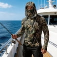 thumbnail image 3 of Men Hooded Long Sleeve Sun Protection Jacket Camouflage Print Lightweight Pullover Outdoor Casual Top with Zipper Pocket, 3 of 7