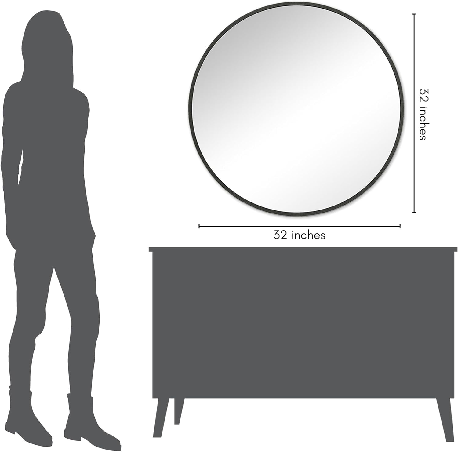 Americanflat Framed Black Round Mirror 32" - Circle Mirror for Bathroom, Bedroom, Entryway, Living Room - Large Circular Modern Mirror for Wall Decor