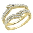 thumbnail image 1 of Dazzlingrock Collection 0.32 Carat (ctw) 14K Round Diamond Ladies Wedding Double Guard Ring 1/3 CT, Yellow Gold, Size 8, 1 of 7