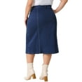 thumbnail image 4 of DARING DIVA Women's Plus Basic High Waist Ripped Hem Pockets Jeans Skirts 1X Dark Blue, 4 of 6
