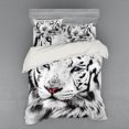 thumbnail image 2 of Safari Duvet Cover Set, White Tiger Wintertime Rare Animal Portrait Eyes Calm Noble Beast Photography, Bedding Set with Shams and Fitted Sheet, 3 Sizes, by Ambesonne, 2 of 3