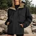 thumbnail image 4 of Women's Rain Jacket Zipper Packable Lightweight Windbreaker Water_Resistant Pullover Jackets with Hood Hiking Travel Cargo Jackets (Black,3XL), 4 of 9