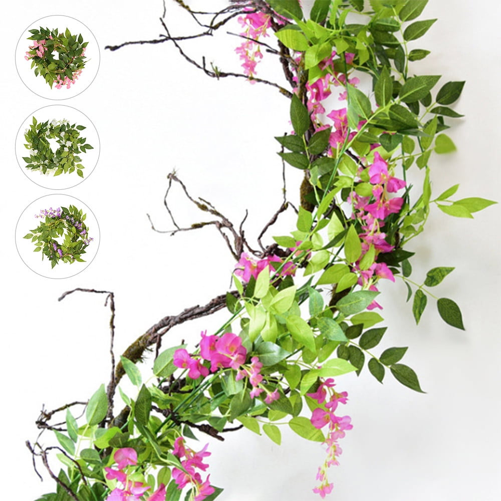 Willstar 2m Artificial Wisteria Vine Garland Flower Plants Hanging Foliage Outdoor Decorations for Home Kitchen Garden Office Wedding Wall Décor