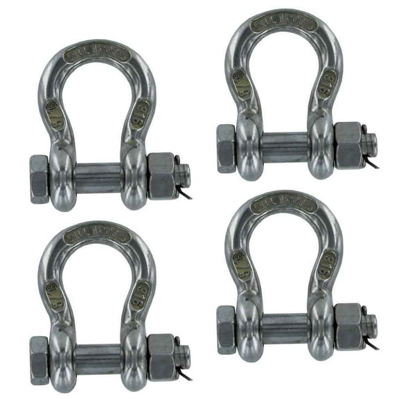 5/16" Stainless Steel Bolt Type Anchor Shackle Type 316 – 4 Pack