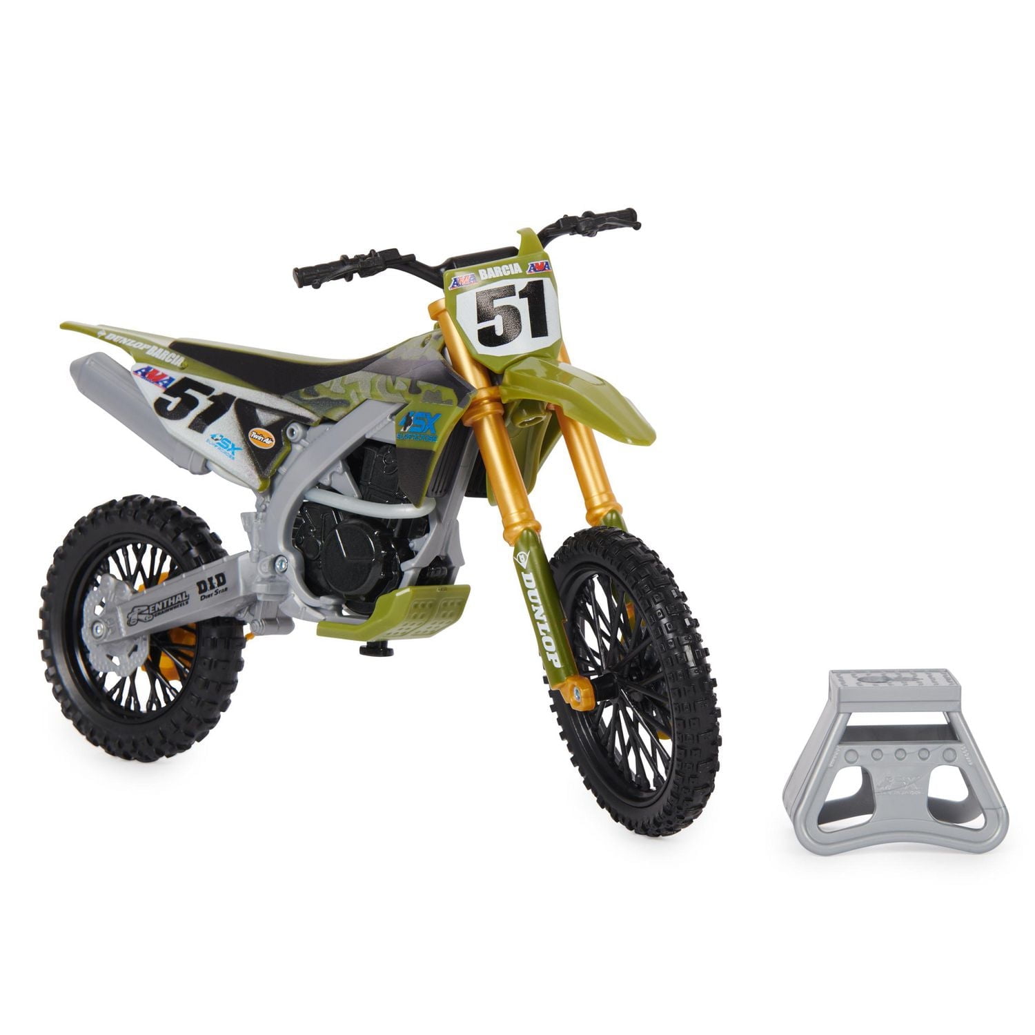 Supercross, Authentic Justin Barcia 1:10 Scale Collector Die-Cast Toy Motorcycle Replica with Race Stand, For Collectors and Kids Age 5 and Up