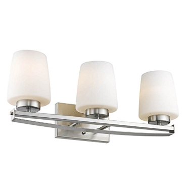 SCARLETT Contemporary 3 Light Chrome Finish Etched White Glass 22