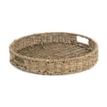 thumbnail image 2 of DAMAI Round Wicker Serving Tray with Handle, Hand‑Woven Natural Material Built in Cut Out Handle, Rustic Multipurpose Tray for Coffee Table Kitchen Countertop Dining Table Fruit Organizer, 2 of 6
