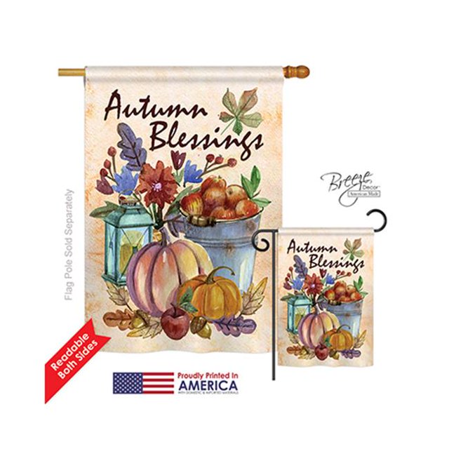 Breeze Decor 13006 Drapeau de Maison Impression Verticale Double Face Bénédictions Récolte & Automne - 28 x 40 Po.