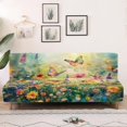 thumbnail image 4 of ZIATUBLES Futon Couch Cover Armless, Stretch Sofa Slipcover Dustproof Furniture Protector Elastic Non-Slip Washable for Sofa Bed, Living Room, Butterfly Wildflower Print, 4 of 9