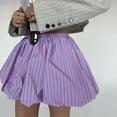 thumbnail image 4 of Women'S Striped Elastic Waist Bubble Skirt Flared A Line Mini Puffy Skirts Pink S, 4 of 9