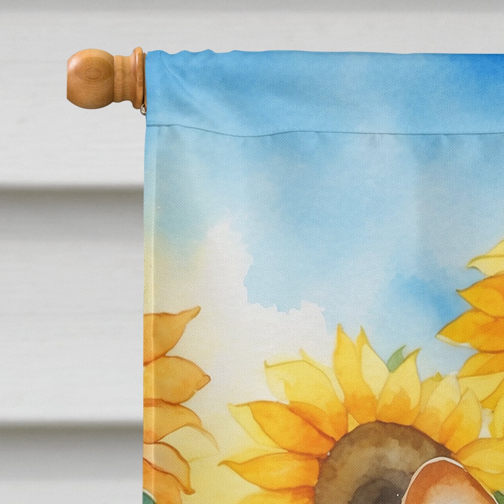 Shiba Inu in Sunflowers House Flag 28 in x 40 in
