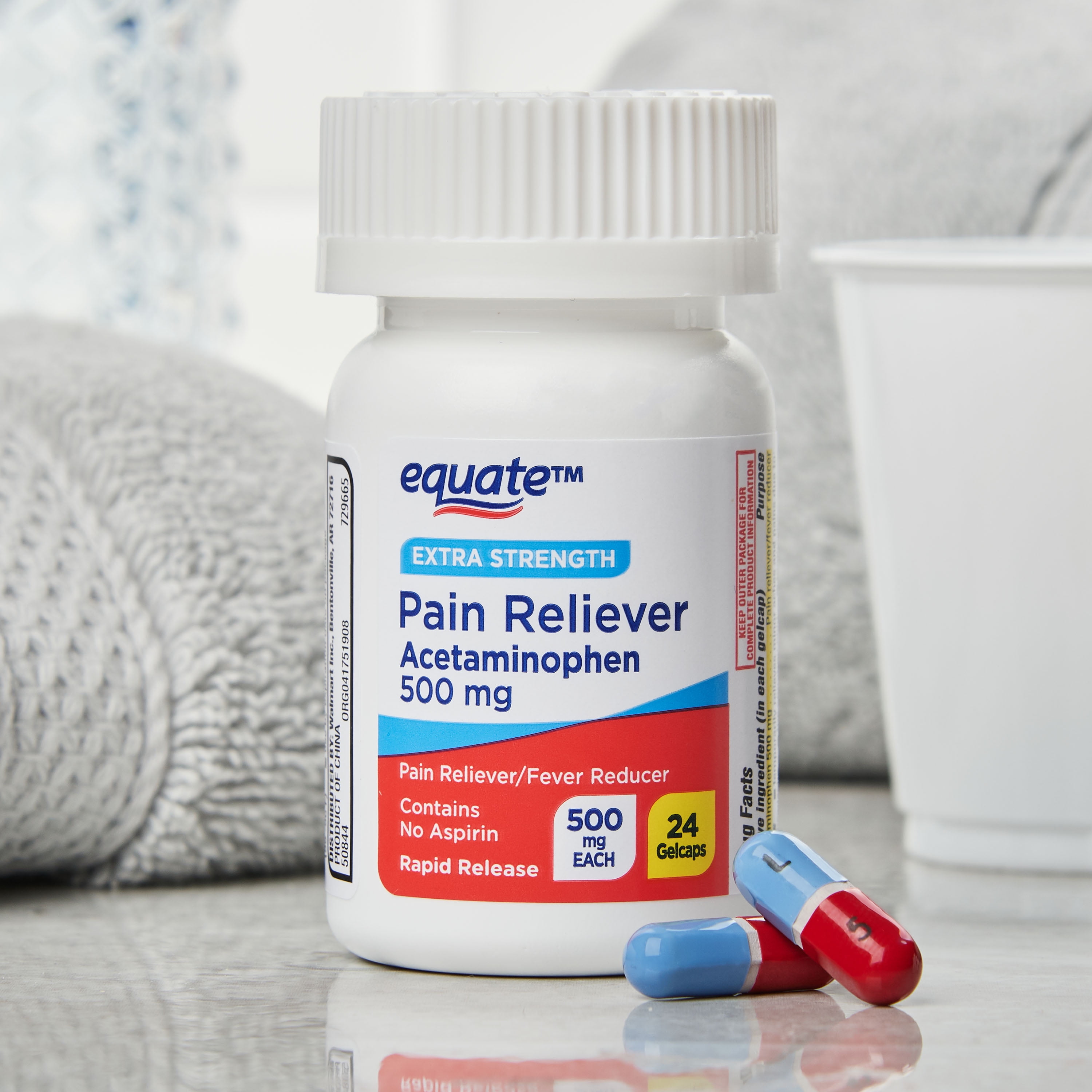 Equate Extra-Strength Acetaminophen Rapid Release Gelcaps, 500 mg, 24 ...