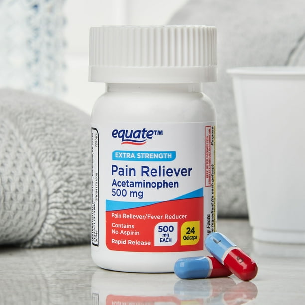 Equate ExtraStrength Acetaminophen Rapid Release Gelcaps, 500 mg, 24