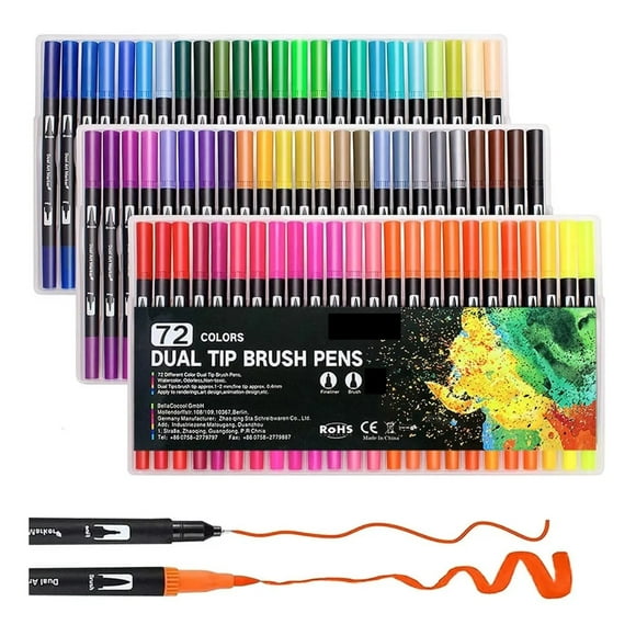 72 Colores Marcadores Plumones Brush Doble Punta 72