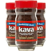 Kava Acid Reduced Instant Coffee in Glass Jar, Naturally Caffeinated from premium Arabica Beans, 4 Ounce (Pack of 3)