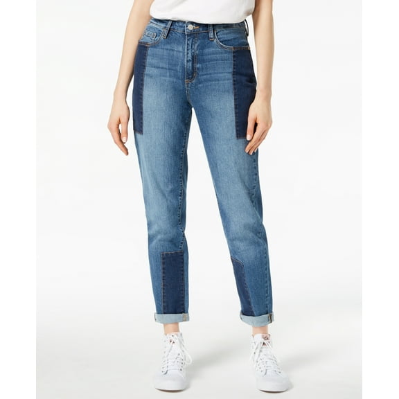 Buffalo David Bitton Womens Patched Two Tone Girlfriend Jeans Size 30