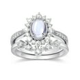 thumbnail image 2 of Wedding Ring Set 10K White Gold Moonstone and Moissanite Rings for Women, 2 of 5