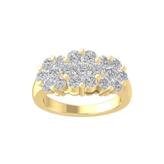 ARAIYA FINE JEWELRY 10K Yellow Gold Round Cluster Lab Grown Diamond Engagement Ring (2 cttw, VS Clarity, D-F Color) Size 9.5