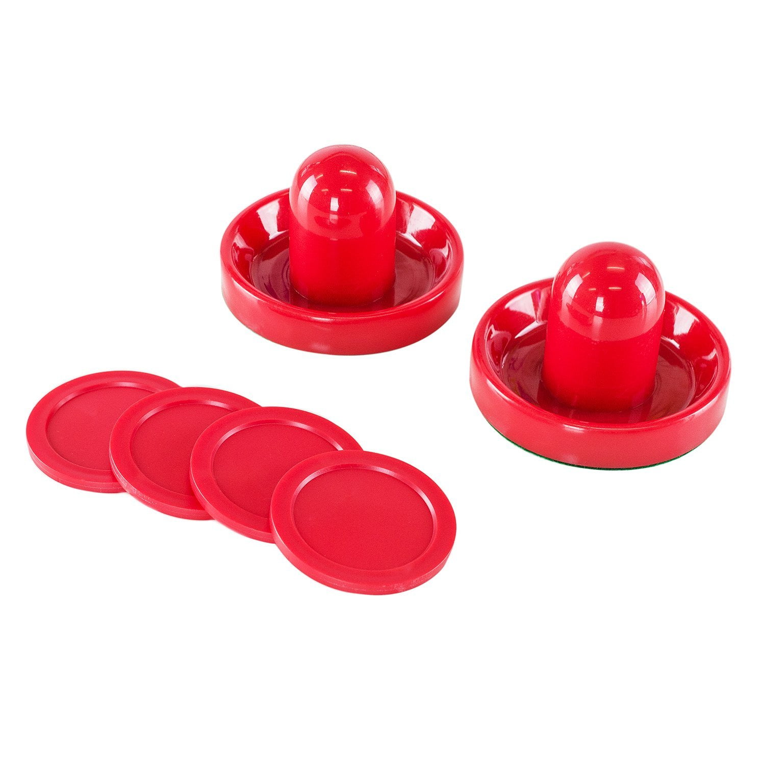 NUOBESTY 8pcs Air Hockey Paddles and Pucks Goal Handles Pushers Replacement Accessories for Game Tables 76mm Red