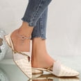 thumbnail image 4 of Beige Pointed Toe Closed Toe Mules Women'S Low Heel Chunky Heel Slip-On Casual Comfortable Plus Size Indoor Outdoor, 4 of 8