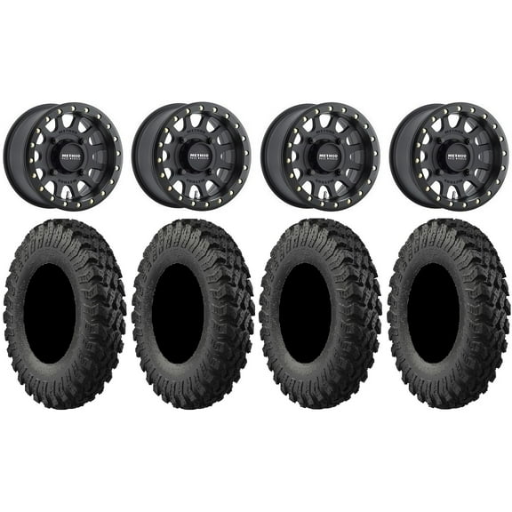 Method 401 14" Bdlk Wheels Bk 5 2 28" MotoRally Tires Polaris RZR XP 1000 / PRO XP / Ranger XP 900/1000
