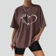 thumbnail image 1 of ICHUANYI Clearance Fashion Woman Solid Round-Neck Print Short Sleeve T-Shirt Printing Loose Blouse Tops(Brown, XXL) ICHUANYI WER2023081107669, 1 of 5