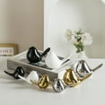 thumbnail image 2 of 2 Pcs Small Animal Statues, Cute Silver Fat Bird Modern Home Decorative,Statues Decor for Garden Living Room Bedroom Office, Wedding Decor, 2 of 5