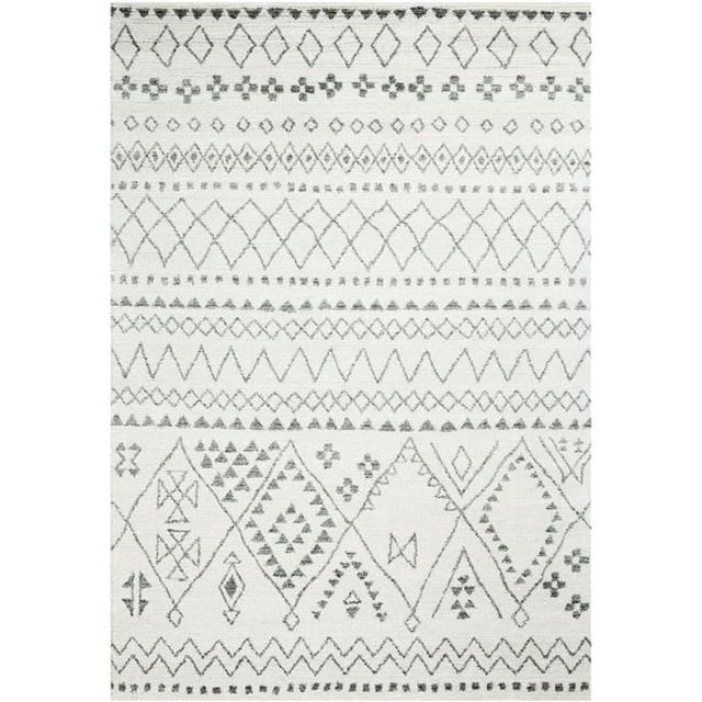 Dynamic Rugs SP69490066242 5 ft. 3 in. x 7 ft. 7 in. Sherpa 49006 Rectangle Contemporary Shag Rug - 6242 Ivory & Grey