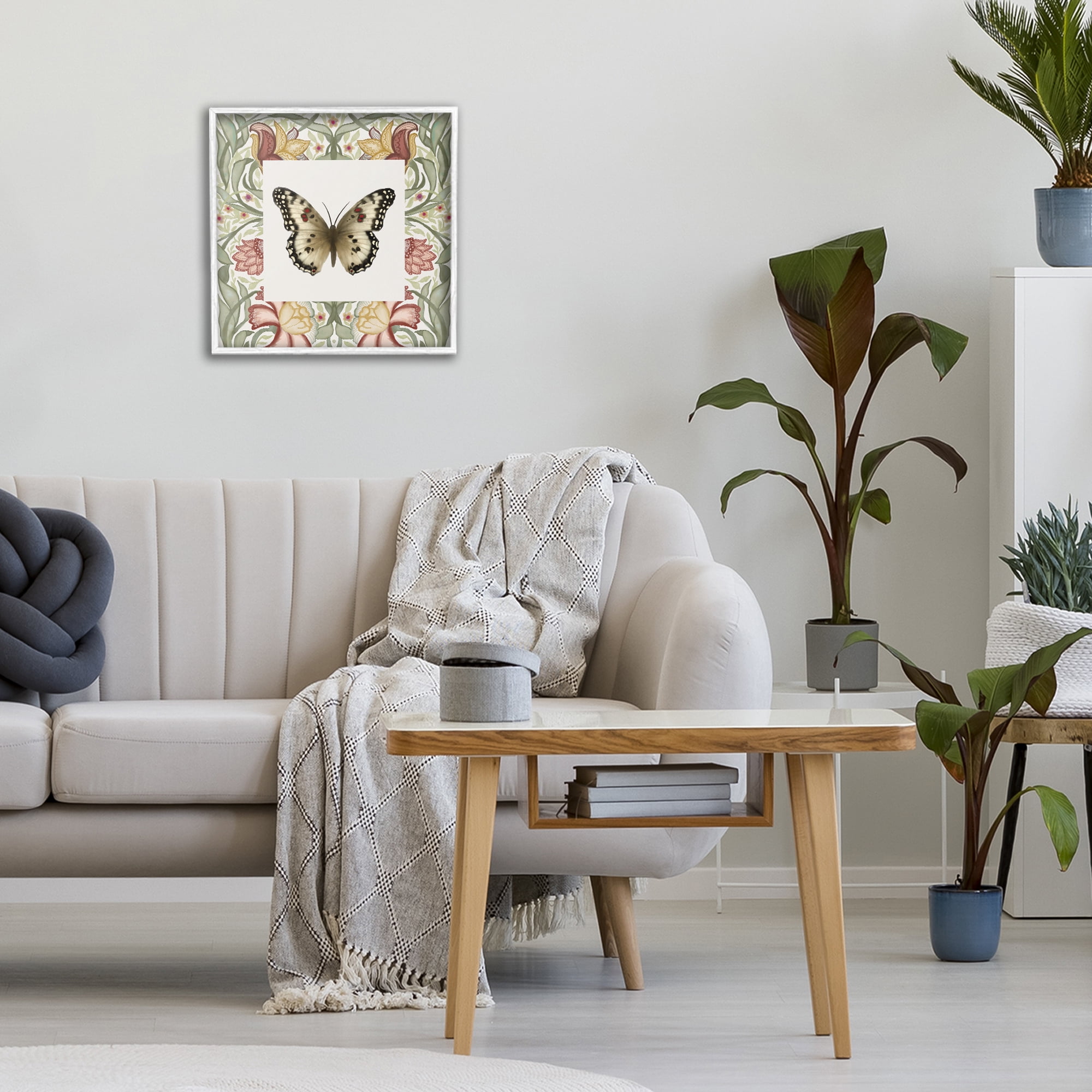 Stupell Industries Warm Toned Baroque Butterfly White Framed Giclee Art, design by Elizabeth Medley