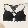 thumbnail image 6 of Feancey Women's Push Up Bra Front Closure Bras Solid Color Breathable Wireless Brassiere Lightly Padded Supportive Everyday Bralettes Black L, 6 of 10