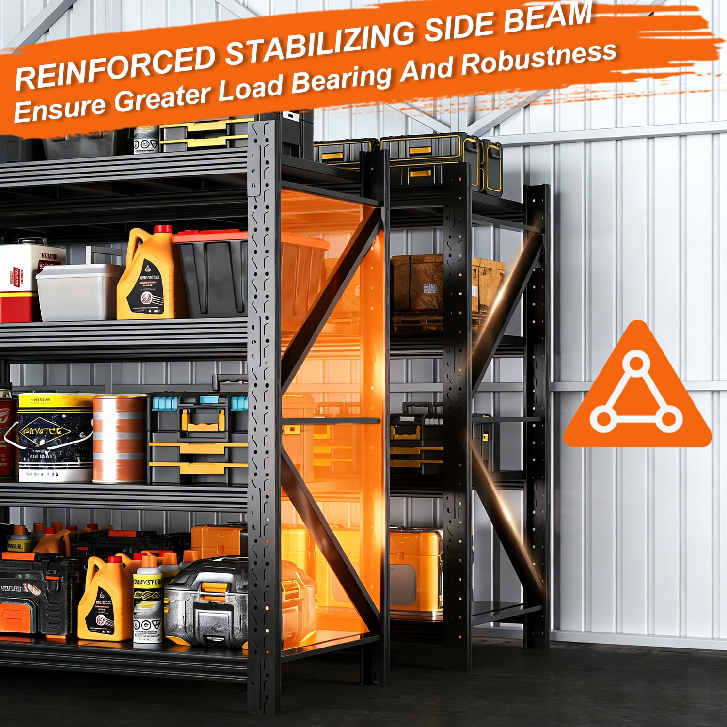 Heavy Duty Garage Shelving Unit, 4-Tier Steel Adjustable Metal Storage Shelves, 70.1 in H x 71 in W x 24 in D, 6000 lbs Industrial Rack for Garage, Basement, Warehouse, Workshop