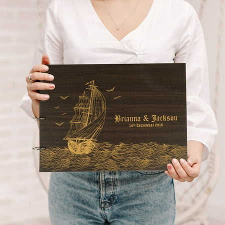 Darling Souvenir Personalized Engraved Laser Cut Wedding Guest Book Wooden Cover Sign-in Book Registry Guestbook Scrapbook-56