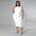 thumbnail image 4 of AURA Women Plus Size Sleeveless Bodycon Dress High Waist Midi Casual Elegant Summer Dress, 4 of 7