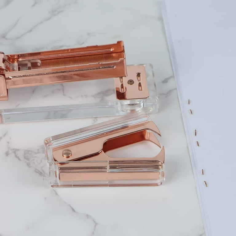 2 Pack Staple Remover Clear Acrylic Body Staples Puller Tool Rose Gold  Metal Jaws Desk Stapler Removal for Standard 24/6 or 26/6 Staples Removing  Home Office Desktop Accessories (Acrylic Rose Gold) 