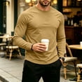 thumbnail image 2 of Fabrcox Shirt Long Sleeve Men Crew Neck Raglan Shirt Men Lightweight Breathable Sun Protection Going Out Running Men Workout Shirt Khaki XL, 2 of 7