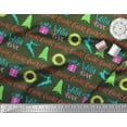 thumbnail image 2 of Soimoi Green Rayon Fabric Christmas Tree & Gift Text Print Sewing Fabric Yard 56 Inch Wide, 2 of 3
