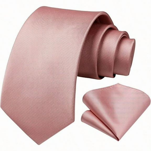 HISDERN Mens Ties Solid Color Ties for Men Formal Necktie with Pocket Square Set Satin Silk Neck Tie Handkerchiefs Set