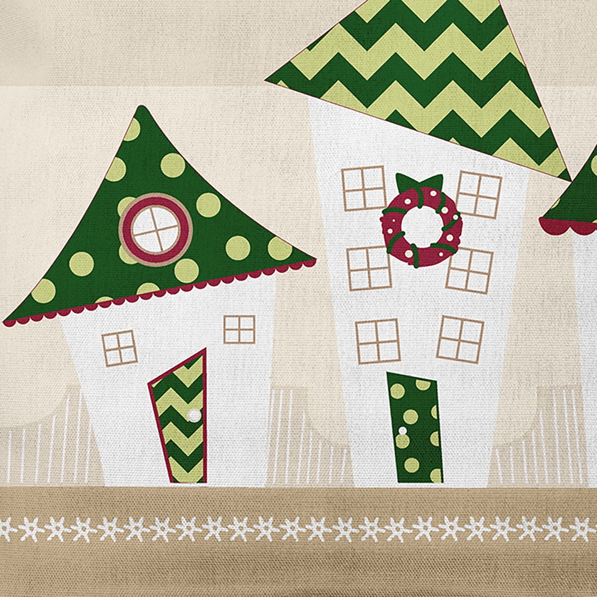 Simply Daisy Ivory Colored Coastal Houses Christmas Soft Spun Polyester Decorative Throw Pillow, 14" x 20"